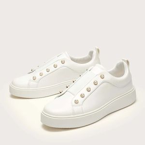 White tennis shoes with pearls